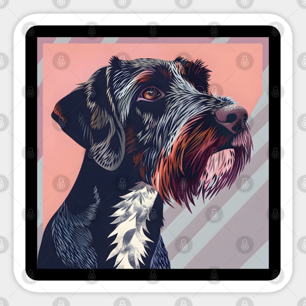 German Wirehaired Pointer in 70's Sticker by NatashaCuteShop